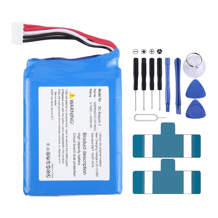 Sostituzione della batteria da 3200 mAh, For Harman/Kardon Esquire 2 CP-HK03 GSP805070, For Harman Kardon GSP1029102 01 3000mAh Sostituzione della batteria da 3200 mAh, For Harman/Kardon Esquire 2 CP-HK03 GSP805070, For Harman Kardon GSP1029102 01 3000mAh
